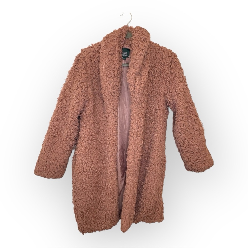 Wild Fable Pink Dusty Pink Shag Faux Fur Teddy Coat Statement Jacket Small